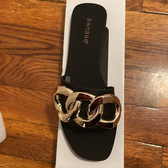 Black & Gold Sandals - Picture 3 of 3